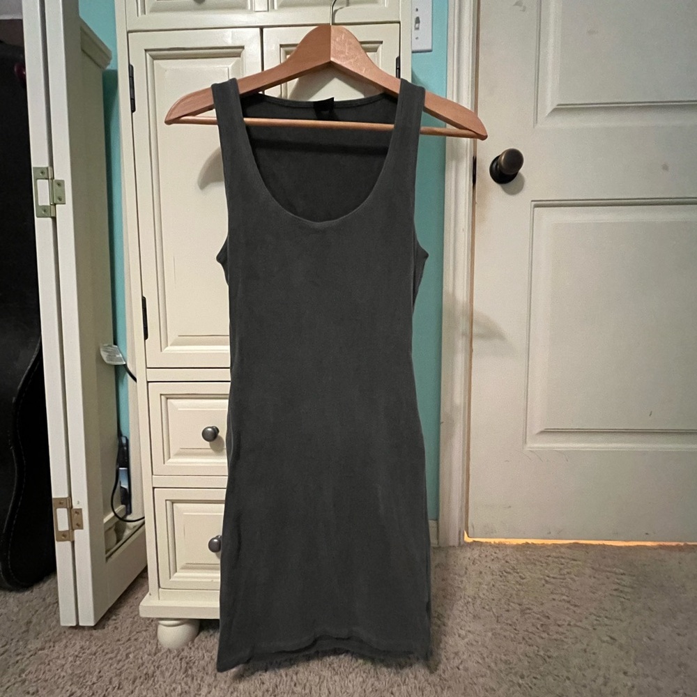 Dark grey tank top dress with stretch